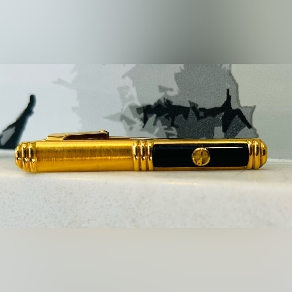 Dunhill Gold Plated & Black Onyx Tie Stay Clip Holder
